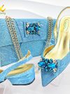 Spring New Arrivals 2024 Italian Design Shoes and Bag Set in Sky Blue Color Pointed Toe Comfortable Heels for Party