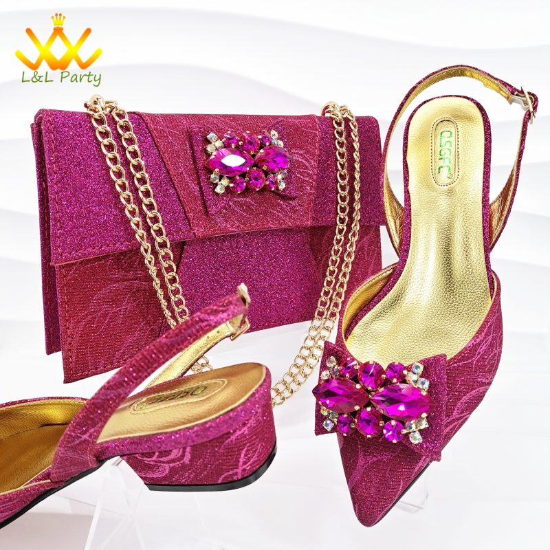 Spring New Arrivals 2024 Italian Design Shoes and Bag Set in Sky Blue Color Pointed Toe Comfortable Heels for Party - Image 2