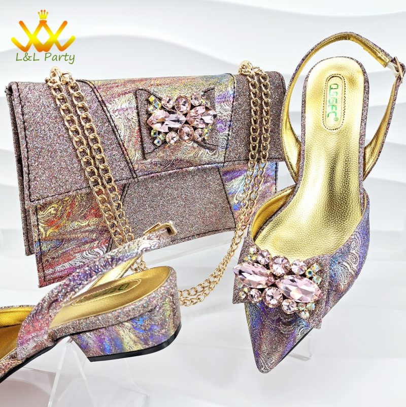 Spring New Arrivals 2024 Italian Design Shoes and Bag Set in Sky Blue Color Pointed Toe Comfortable Heels for Party - Image 4
