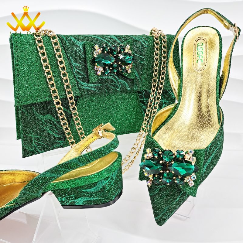 Spring New Arrivals 2024 Italian Design Shoes and Bag Set in Sky Blue Color Pointed Toe Comfortable Heels for Party - Image 5