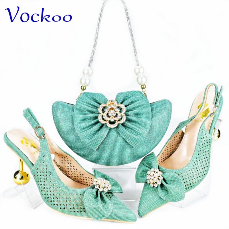 2024 Super High Heels New Arrivals Italian Women Shoes and Bag Set in Pink Color Pointed Toe with Appliques For Dress - Image 11