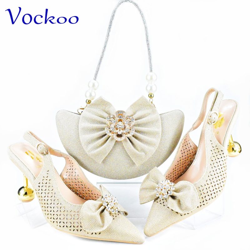 2024 Super High Heels New Arrivals Italian Women Shoes and Bag Set in Pink Color Pointed Toe with Appliques For Dress - Image 12