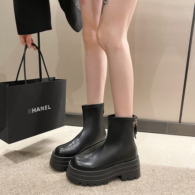 PU Leather Chunky Platform Ankle Boots 2024 Women Back Zipper Thick Heeled Short Boots Woman Black Punk Boots Ladies D113 - Image 4
