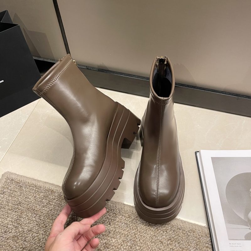 PU Leather Chunky Platform Ankle Boots 2024 Women Back Zipper Thick Heeled Short Boots Woman Black Punk Boots Ladies D113 - Image 6