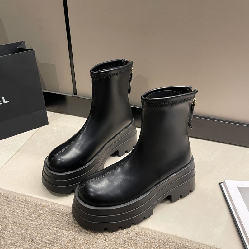 PU Leather Chunky Platform Ankle Boots 2024 Women Back Zipper Thick Heeled Short Boots Woman Black Punk Boots Ladies D113 - Image 7