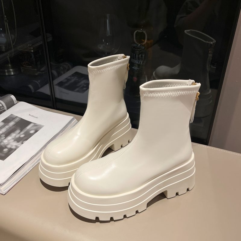 PU Leather Chunky Platform Ankle Boots 2024 Women Back Zipper Thick Heeled Short Boots Woman Black Punk Boots Ladies D113 - Image 8