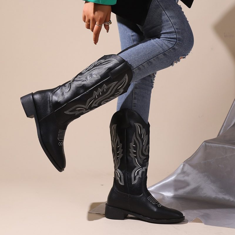 Winter Classic Chelsea Boots for Woman Real Suede Pointy toe Wedges heel Ankle Boots Simple Comfortable Cowboy Boots female - Image 2