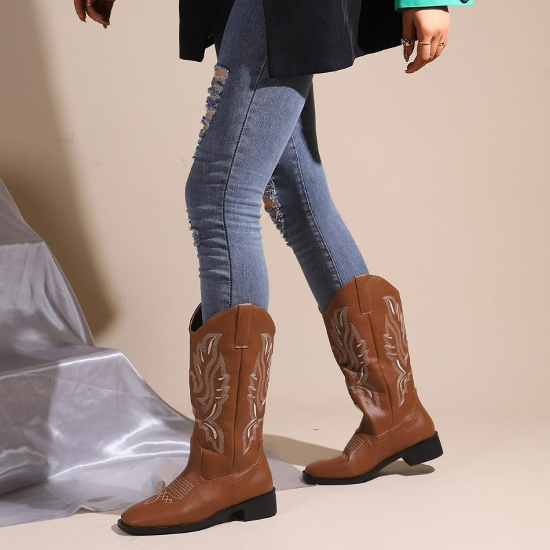 Winter Classic Chelsea Boots for Woman Real Suede Pointy toe Wedges heel Ankle Boots Simple Comfortable Cowboy Boots female - Image 4