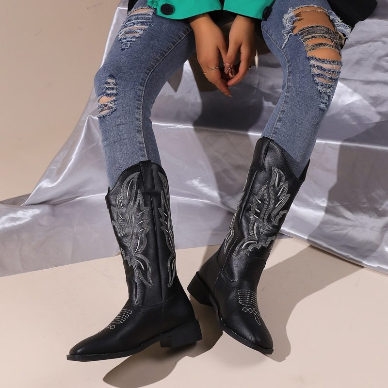 Winter Classic Chelsea Boots for Woman Real Suede Pointy toe Wedges heel Ankle Boots Simple Comfortable Cowboy Boots female - Image 5