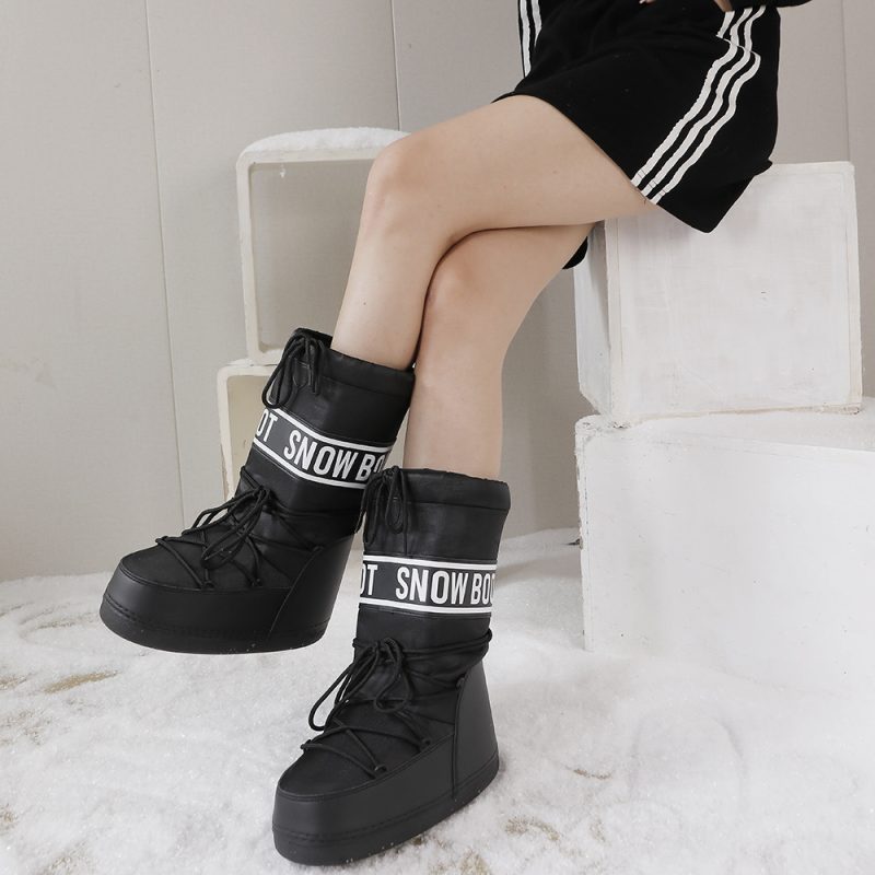 Winter Boots Women Snow Boots Mid-calf Cold-proof Antiskid Thicken Plush Waterproof Thick Platform Space Ski Boots Size 35-43 - Image 3