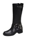 Women Knee High Chelsea Boots Mid Heels Winter Shoes 2024 Designer Fashion Goth Boots Walking Motorcycle Boots Pumps Femme Shoes