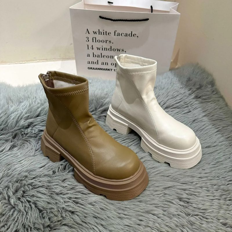 Women Platform Ankle Boots Fashion Ladies Thick Sole Round Toe Ankle Boots Short Boots Winter Motorcycle Boot Bottine 2024 - Image 2