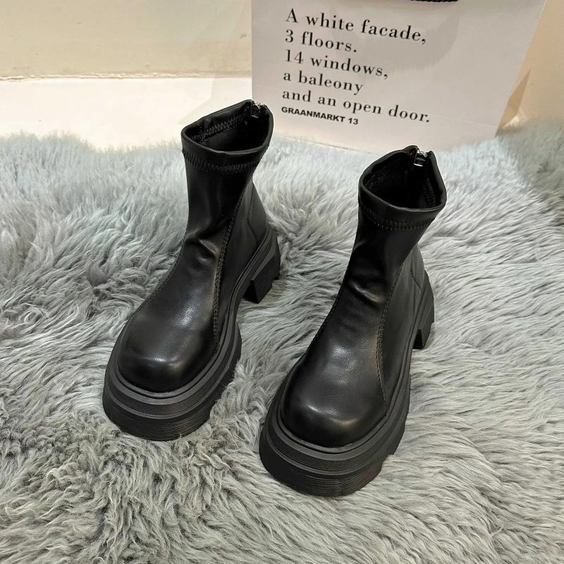 Women Platform Ankle Boots Fashion Ladies Thick Sole Round Toe Ankle Boots Short Boots Winter Motorcycle Boot Bottine 2024 - Image 3
