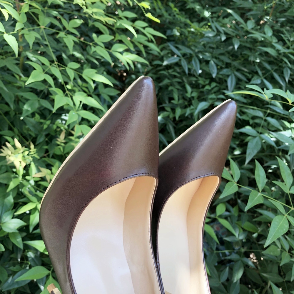 Veowalk Dark Brown Matte Women Stilettos High Heels Elegant OL Ladies Pointed Toe Pumps Italian Style Woman Slip on Dress Shoes - Image 6