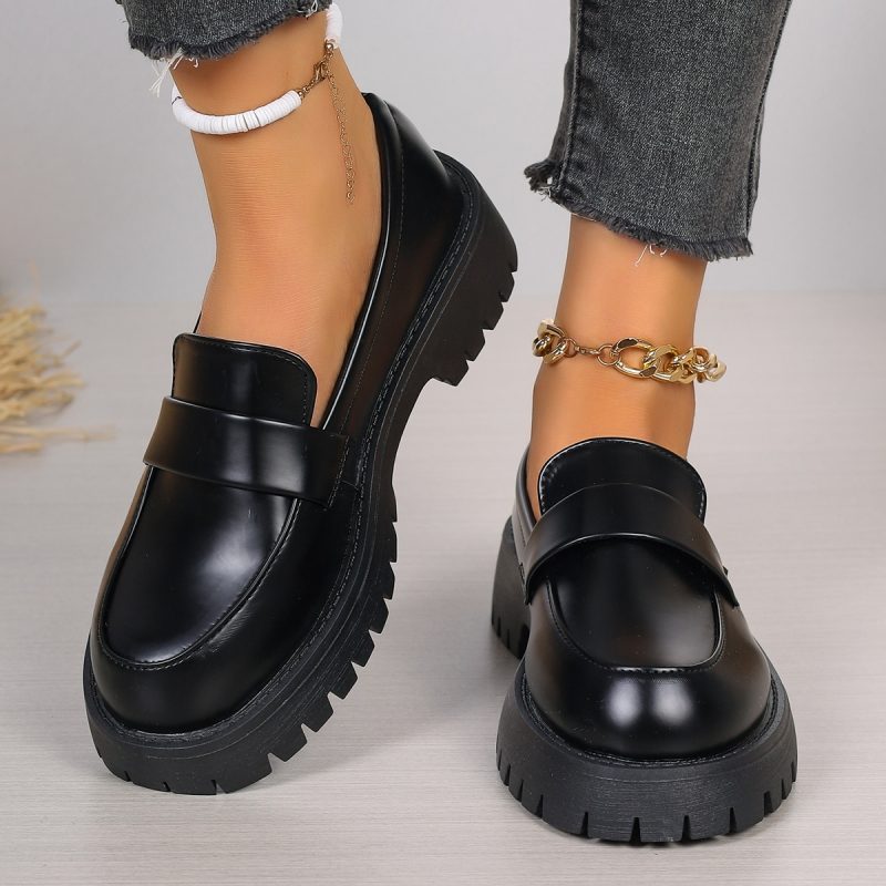Large Size Loafers Women Platform Flats Spring New Designer Dress Elegant Shoes Walking Comfort Retro Single Shoes Zapatos Mujer - Image 4