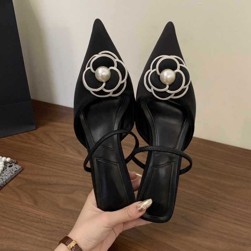 Flower Pointed Toe High Heels Women Luxury Designer Sandals Female Summer Elegant Fashion Pumps Woman Flower Mule Slippers Women - Image 4