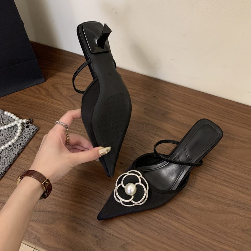Flower Pointed Toe High Heels Women Luxury Designer Sandals Female Summer Elegant Fashion Pumps Woman Flower Mule Slippers Women - Image 6