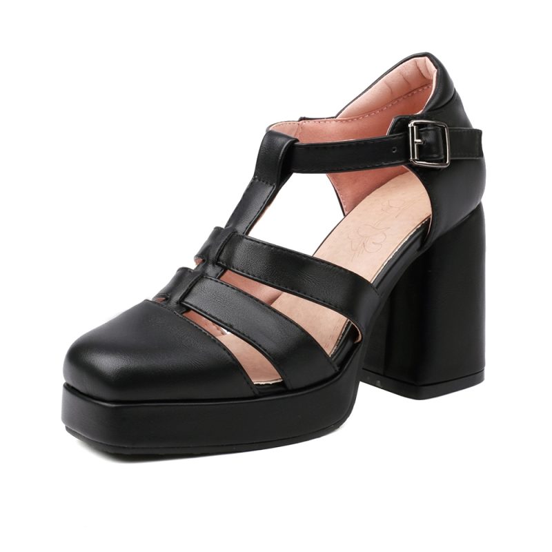 Square Toe Platform Sandals Women Summer Hollow Out Chunky Heel Shoes New Female Beach Shoe Outdoor Non-Slip High Heels Ladies - Image 9