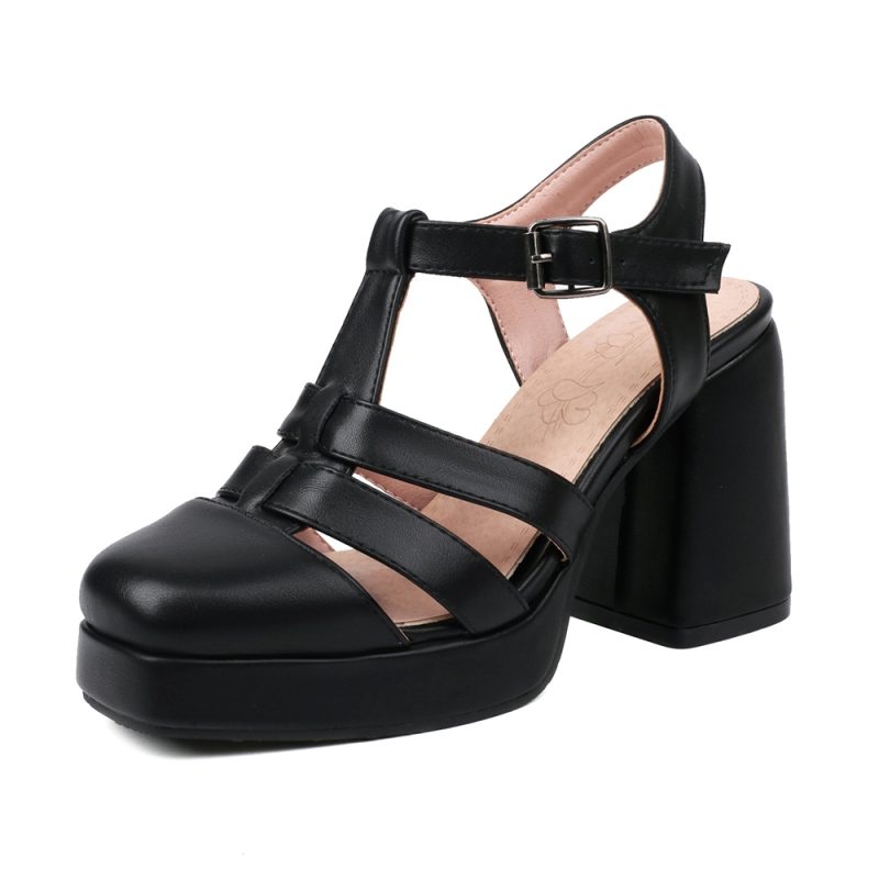 Square Toe Platform Sandals Women Summer Hollow Out Chunky Heel Shoes New Female Beach Shoe Outdoor Non-Slip High Heels Ladies - Image 10