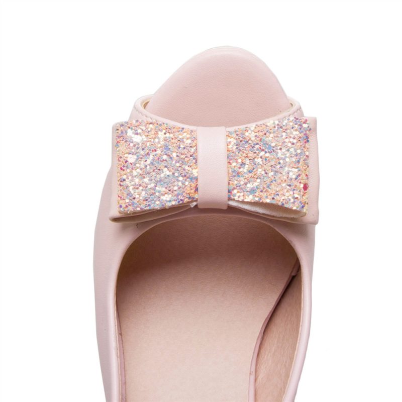 Women Platform High Heels 2025 Summer Fashion Bow Peep Toe Slingbacks Ladies White Pink Black Bride Wedding Shoes Party Pumps - Image 6
