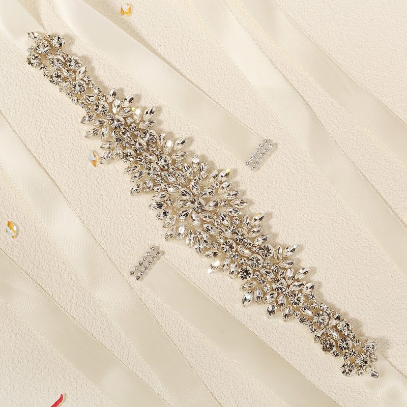 Silver Bridal Wedding Waistband Sparkling Crystal Handmade Sash for Women Wedding Supplies Jewelry Accessories - Image 6